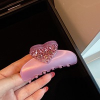 Pince à cheveux en acétate en forme de cœur personnalisée UME, avec strass étincelants, pour femmes