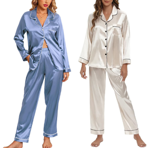 Customizable Women Pajamas Organic Cotton Breathable Sleepwear Long Sleeve Set OEM ODM Vietnam Manufacturer Production Service - Product Image 1