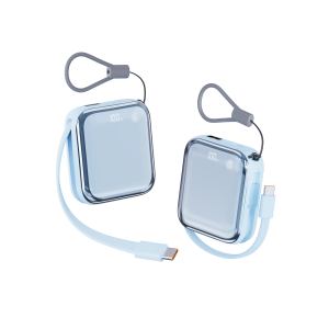 Mini Power Bank Portatile con Cordino Integrato 10000mAh Ingresso Type-C Uscita Type-C/USB Ricarica Rapida 22.5W con Cavo - Product Image 1