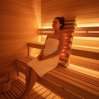 Accesorios Modernos para Sauna Eléctrica de Infrarrojos Lejanos, Respaldo en Forma de S de Madera Sólida de Hemlock Natural y Cedro Rojo con Beneficios para la Salud