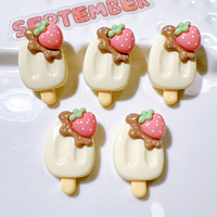 Article populaire MJ Craft Nouveaux charms en résine motif fraise glacée peints à la main Taille M Forme animale Accessoires DIY à dos plat pour la décoration
