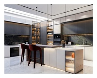 Meuble de cuisine de luxe en bois mélaminé PVC avec évier et plan de travail