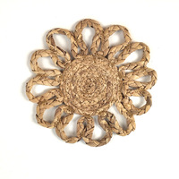 Napperons en jacinthe d'eau naturelle, napperons tissés à fleurs rondes de mariage, sous-verres pour tasses à café, napperons de table de cuisine