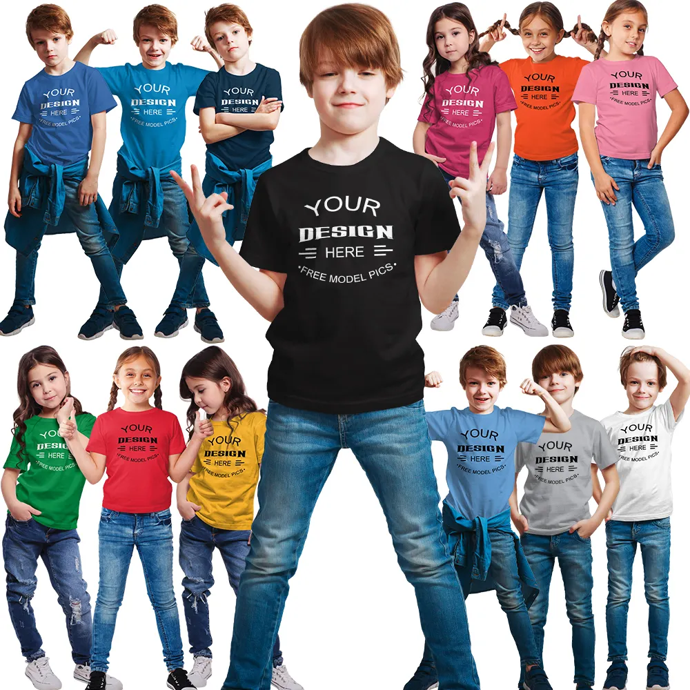 Custom Logo T-shirt For Kids Plain Blank Baby Girl Kids Short Sleeve t shirt Boy Kids Boy 100% Premium Cotton T-shirts For Boys