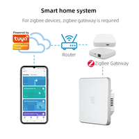 Tuya Smart Switch 250V Cadre en aluminium neutre Verre Smart Zigbee Interrupteur mural