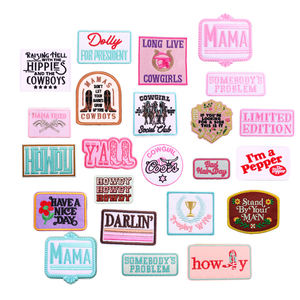 热卖牛仔帽补丁女牛仔你好刺绣补丁小西铁刺绣补丁卡车司机帽子服装 - Product Image 1