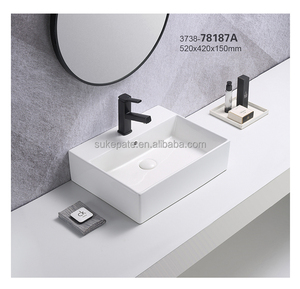 Évier d'art rectangulaire moderne nordique lavabo de salle de bain éviers suspendus pour salle de bain lavamanos blancos bassin en céramique - Product Image 6