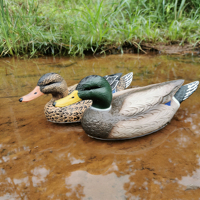 Paire de leurres de canard colvert entièrement floqués, en EVA flottant, réalistes pour la chasse, la pêche en eau et la décoration de jardin