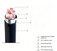 Câble d'alimentation basse tension Yjv haute flexibilité en cuivre nu isolé PVC pour applications industrielles et ferroviaires