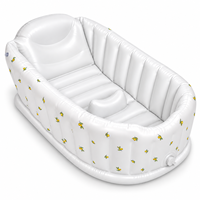 Baignoire gonflable pour bébé avec parois à chambre d'air nervurées en PVC de 0,30 mm, support de bain surélevé et sortie de vidange pour impression personnalisée
