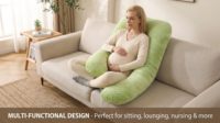Oreiller de maternité et de grossesse ergonomique en U pour le soutien lombaire et dorsal, idéal pour dormir sur le côté, doux et confortable, 120x70cm, 1-1.5kg