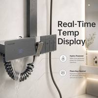 En gros Ensemble de douche gris pour appartement et hôtel, Robinet thermostatique, Jet pluie doux et fonction pause, Ensemble complet pour salle de bain avec commande à touches piano