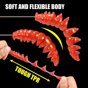 Spinpoler Poor Worm TPR Leurre <span class=keywords><strong>de</strong></span> pêche souple flottant en plastique, type ver bionique segmenté, pour <span class=keywords><strong>la</strong></span> pêche à <span class=keywords><strong>la</strong></span> truite, au bar, au technique Ned Wacky - Product Image 4