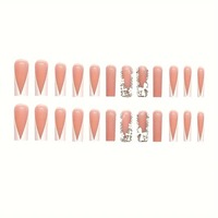 24 Uñas Postizas Largas Tipo Bailarina con Diseño de Diamantes Brillantes, ABS, Cobertura Completa, Personalizables, Estilo Candy