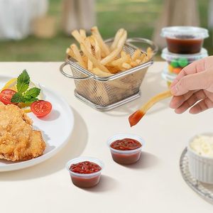 Enkele Muur 2Oz Pp Plastic Sausbekers 50Ml Wegwerp Kruiderij Potten Voor Ijs Thee Brood Drinken Eten & Snoep Custom Logo
