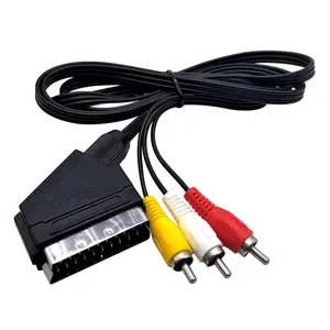 SCART से 3 RCA ऑडियो वीडियो AV एडाप्टर केबल