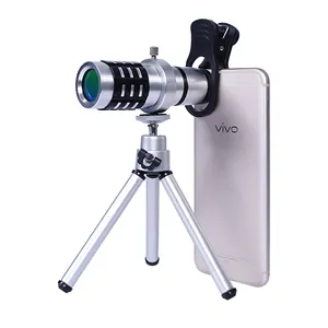 12x כל-אלומיניום מתכת טלה עדשת מצלמה אוניברסלית טלפון משקפת DA12X30 עם תיבת צבע