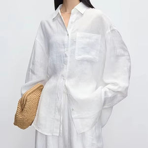 <span class=keywords><strong>Camicia</strong></span> in <span class=keywords><strong>lino</strong></span> da <span class=keywords><strong>donna</strong></span> <span class=keywords><strong>bianca</strong></span> 2025-<span class=keywords><strong>camicia</strong></span> a maniche larghe <span class=keywords><strong>di</strong></span> alta classe rilassata-nuovo Top <span class=keywords><strong>di</strong></span> stile - Product Image 1
