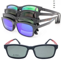 Gafas de sol con clips ópticos, marco rectangular con clip magnético extraíble, gafas de sol polarizadas, 007 ULTEM