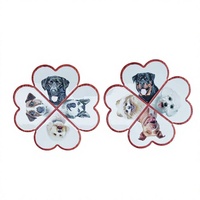 Sous-plat en céramique trèfle à quatre feuilles avec portrait de chien imprimé, dos en liège, résistant à la chaleur, personnalisable, pour décoration de table de cuisine