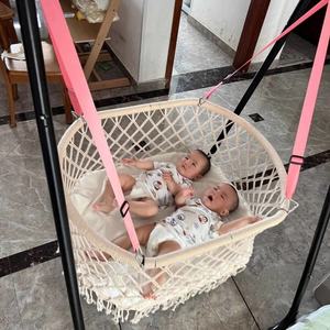 Zxm Boho Macrame Swing Basket for Baby Macrame <b>Rocking</b> Recliner <b>Crib</b> Basket Hanging Hammock - Product Image 3