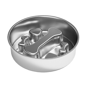 健康なペット用食器 304 201ステンレス鋼製 犬用スローフードボウル 滑り止めベース 犬猫用 - Product Image 1