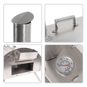 <span class=keywords><strong>Horno</strong></span> de <span class=keywords><strong>Pizza</strong></span> Portátil de Acero Inoxidable con Pellets de Madera, Calentamiento Rápido, con Termómetro, para Acampar y Cocinar al Aire Libre, de Fábrica OEM - Product Image 3