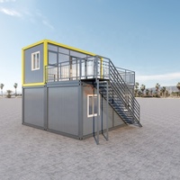 Vente en gros de maisons modernes préfabriquées en conteneur plat prêtes à monter Petite maison en conteneur préfabriquée à double couche 3 en 1