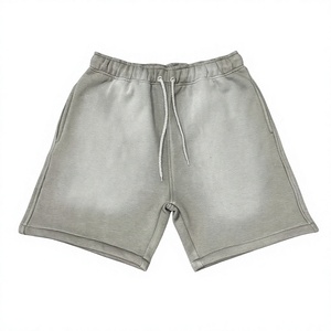 Pantalones Cortos Deportivos para Hombre, Grises, de Algodón Terry, Cintura Elástica con Cordón, Casuales, de Longitud Media, Transpirables, para Gimnasio, Entrenamiento, Verano - Product Image 4