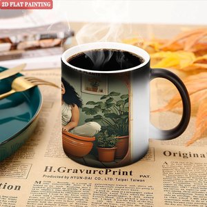 Frosted Black <b>Ceramic</b> <b>Mug</b> 11oz Heat Sensitive Color Changing Magic Cup Office Pantry Storage - Product Image 5