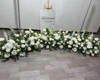 Articles de fête et de décoration : Chemin de table floral blanc et vert pour mariage, allée fleurie, table de bonbons et toiles de fond pour événements