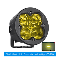 Projecteur de travail LED 20W, carré de 3,78 pouces, pour conduite tout-terrain, éclairage de fond ambre, blanc, IP67, 10-30V DC 12V 24V, camion, SUV, 4x4