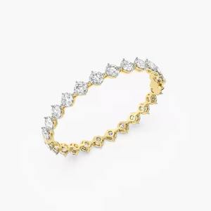 สร้อยข้อมือเทนนิสประดับเพชรทรงกลมสำหรับผู้หญิงสร้อยข้อมือเพชรและกำไลทอง14K สำหรับห้องปฏิบัติการ - Product Image 2