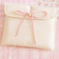 Logo personnalisé Fille Esthétique Rembourré Doux Ordinateur Portable Tablette Protection Puffy Sleeve Pochette Sac avec Nœud Ruban Rosette Fermeture