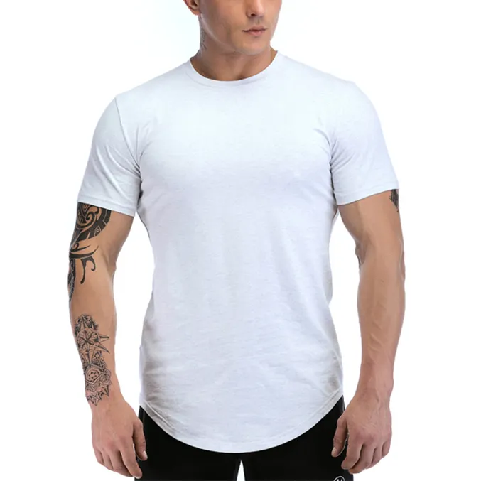 wholesales OEM service custom 100% cotton fitness mens slim fit short sleeves white gym t shirt for men