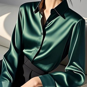 Chemisier Professionnel <span class=keywords><strong>Femme</strong></span> à Manches Longues et Col en Satin - Product Image 4