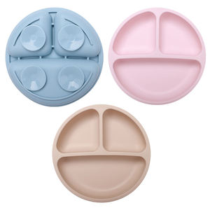Assiettes en silicone de qualité alimentaire pour enfants avec manchons en silicone, assiettes bébé antidérapantes à compartiments, compatibles micro-ondes, avec <span class=keywords><strong>ventouse</strong></span> - Product Image 3