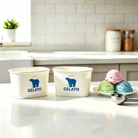 Gobelet en papier jetable biodégradable écologique à paroi simple, qualité alimentaire, logo personnalisé, vente en gros, pour crème glacée et yaourt, carré ou rectangulaire