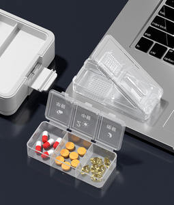 Cortador y Triturador de Pastillas 3 en 1 de Plástico con Color Personalizado, Caja de Medicamentos con 7 Compartimentos, Mini Caja de Almacenamiento de Pastillas Portátil Doble de Plástico - Product Image 2