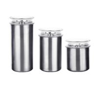 3 tailles différentes acceptables, pot de rangement empilable en acier inoxydable avec couvercle anti-poussière pour le stockage des aliments à la maison
