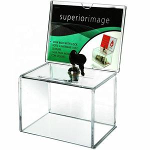 Benutzer definierte nicht zu öffnende klare Kinder Münze Geldscheine Geld <span class=keywords><strong>Safe</strong></span> Aufbewahrung sbox Bogen Acryl Tauf boxen - Product Image 4