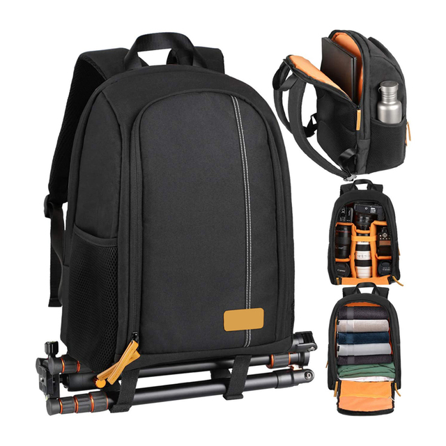 Waterproof Outdoor Portable Camera Backpack with Zipper Closure Large Capacity 15-Inch Laptop Compartment Anti-Theft Rain Cover