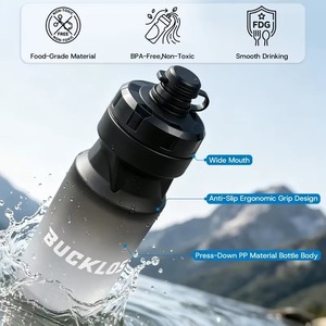BUCKLOS 骑行水壶不含 BPA 食品级水瓶防漏 610 毫升挤压式饮水瓶适用于公路山地自行车远足健身运动 - Product Image 3