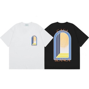 Camiseta de Algodón con Estampado Arqueado del Logotipo Clásico de <span class=keywords><strong>Casablanca</strong></span>, Camiseta de Manga Corta Informal de Lujo y Alta Calidad para Uso Diario - Product Image 3