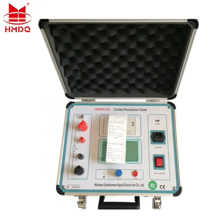 HM6090 الرقمية الاتصال المقاومة مايكرو أوم متر 200A الاتصال المقاومة مجموعة اختبارات طبّية قطاع دارة حلقة جهاز اختبار المقاومة