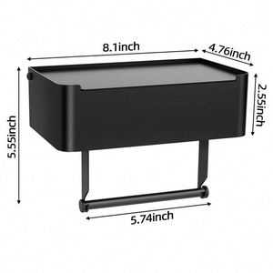 Support mural adhésif commercial chromé pour boîte à mouchoirs, porte-rouleau de papier toilette noir pour salle de bain avec étagère de rangement et distributeur - Product Image 4
