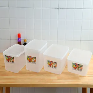 Contenedores grandes de plástico con tapas para almacenamiento de alimentos, contenedores de cocina de 5L, 6L y 7l, transparente, para frutas y verduras