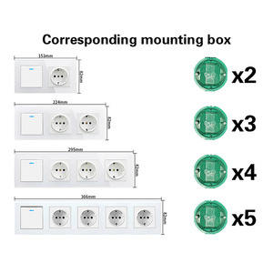 Combinación de interruptor y enchufe estándar europeo Ubaro 10A 16A, panel de pared con control táctil y dos enchufes - Product Image 4