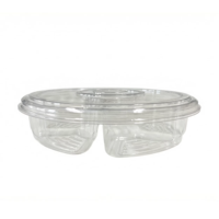 Boîte d'emballage ronde pour fruits frais à 6 compartiments, conteneur en plastique de haute qualité pour fruits coupés frais avec couvercle transparent