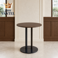 Table ronde moderne pour hôtel avec plateau en bois et base en métal pour hall d'hôtel, salon, café, restaurant, mobilier OEM